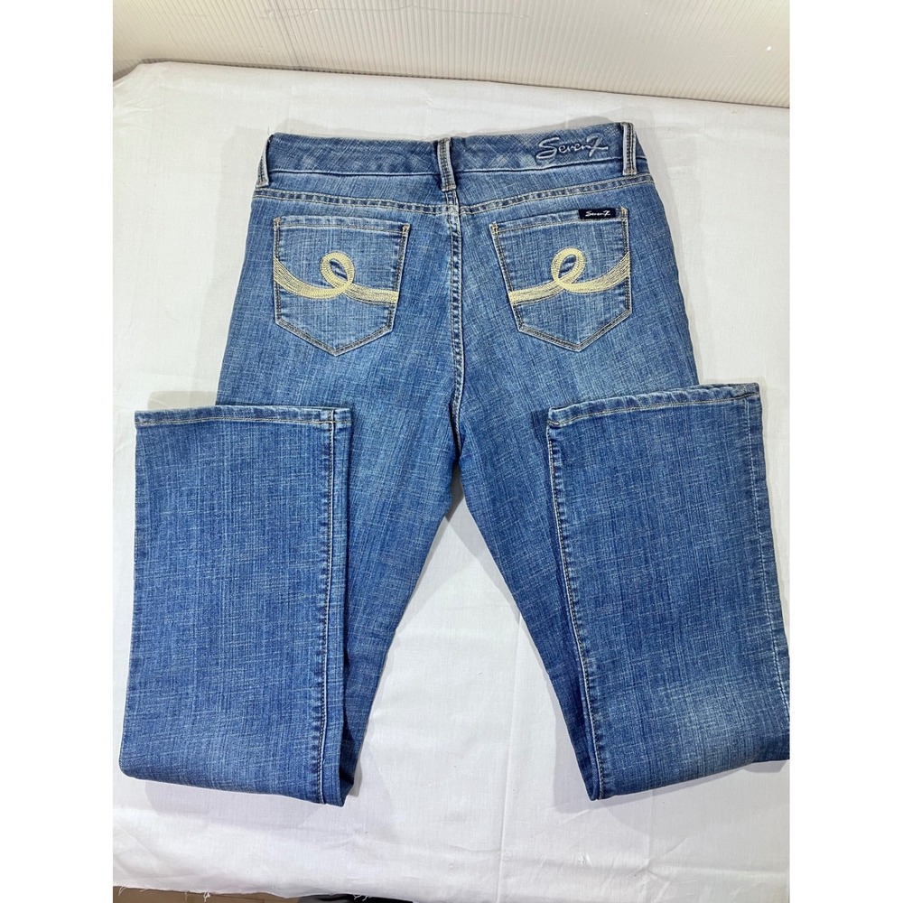 Seven 7 Studio Women's Blue Denim Jeans Size 10 Straight Stretch Comfort Casual - Picture 5 of 5